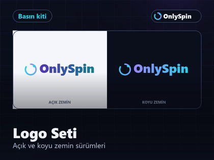 OnlySpin logo setinin farklı zeminlerdeki kullanımını gösteren görsel