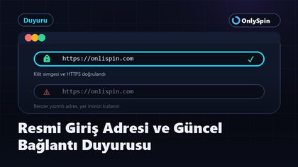 OnlySpin resmi giriş adresi duyurusunu gösteren haber görseli