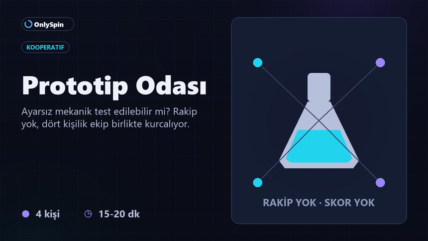 Prototip Odası modunda dört kişilik ekibin yeni bir mekaniği denediği geniş görsel